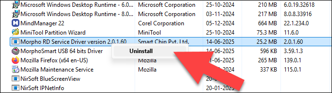 Morpho Device Registration Failed Press OK to retry