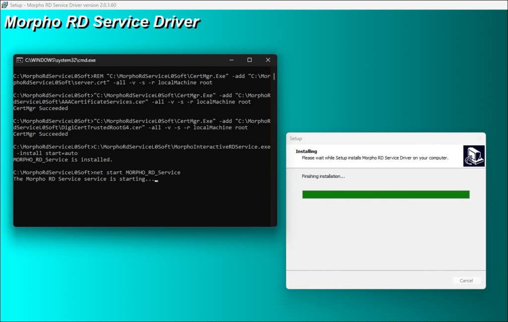 Morpho Device Registration Failed Press OK to retry