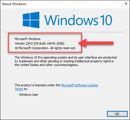 windows 10 22h2 version