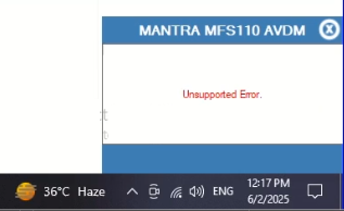mantra l1 unsupported error