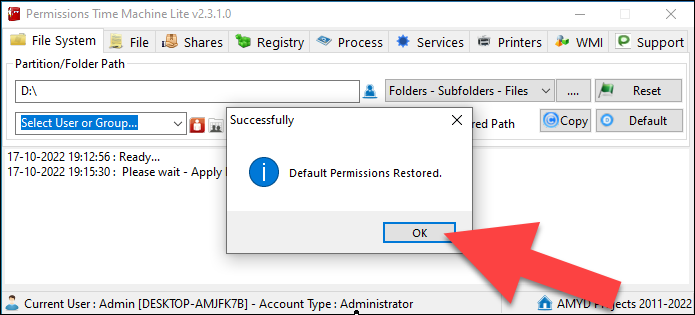 restore default NTFS permission