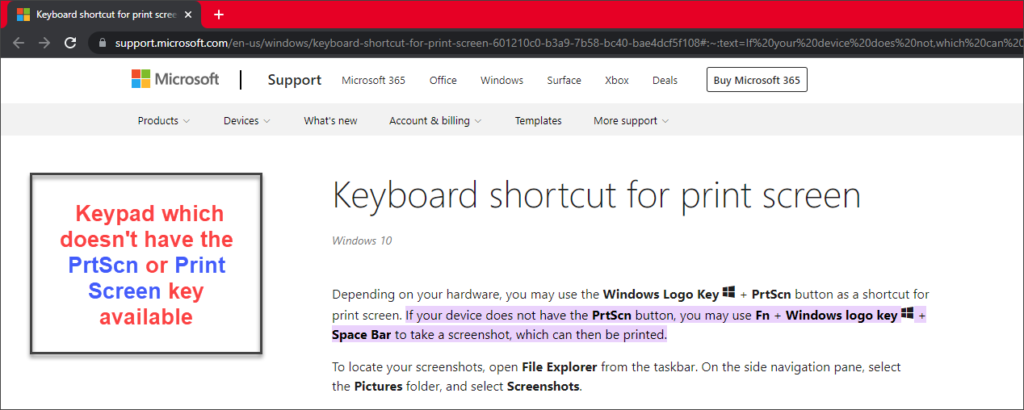 keyboard shortcut for print screen, how to take screenshot if print screen key i not available on the keyboard, how to take screenshot on Microsoft Surface Pro laptop